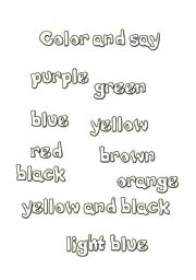 English Worksheet: Color and say 