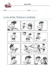English Worksheet: describing pics and telling story with a guide