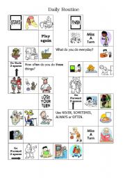 Daily Activities Board Game - ESL worksheet by petili