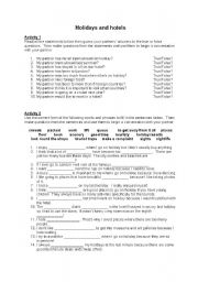 English Worksheet: Holidays and hotels