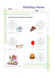 English Worksheet: Birthday Items