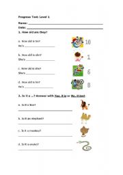 English Worksheet: children progress test