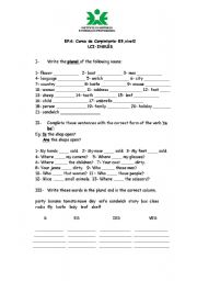 English Worksheet: plural of nouns-exercises