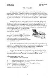 English Worksheet: the Tornado