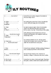 English Worksheet: DAILY ROUTINES