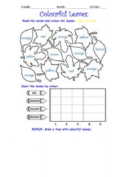 English Worksheet: Count and color