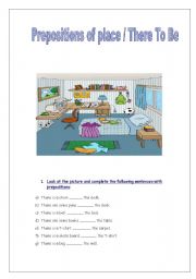 English Worksheet: Prepositions of place /There To Be