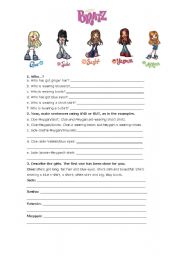 English Worksheet: Describe the Bratz