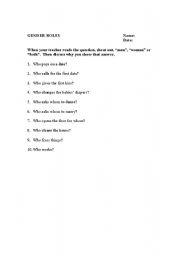 English worksheet: gender roles