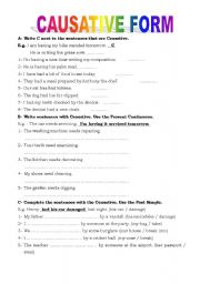 English Worksheet: causative forms