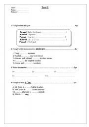 English Worksheet: the verb to be