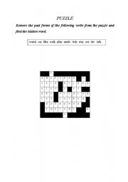 English Worksheet: Puzzle (Simple Past)