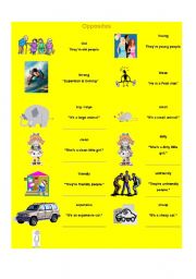 English Worksheet: Opposites (Part 1/2)