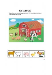 English Worksheet: animal sound(cut and paste)