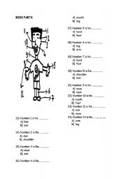 English Worksheet: BODY PARTS