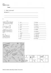 English Worksheet: NUMBERS AND COLOURS