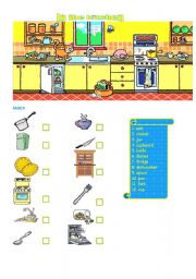 English Worksheet: In the kitchen