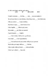English Worksheet: If, But, And, Because