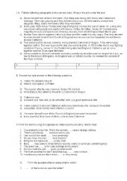 English Worksheet: reading comprehension ,tenses and relatives