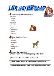English Worksheet: Lady and the Tramp-1