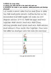 English Worksheet: recipe: soft and delicious carrot cake part 2