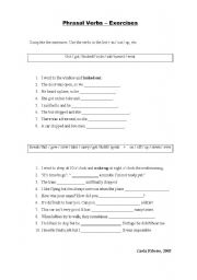 English Worksheet: Phrasal Verbs - exercises