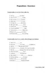 Prepositions - exercises