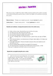 English Worksheet: ACTIVE VOICE X PASSIVE VOICE