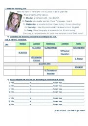 timetable school subjects