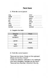 English worksheet: Plural Nouns