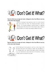 English Worksheet: Body Language