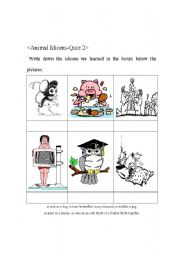 English Worksheet: Animal Idioms Quiz 2