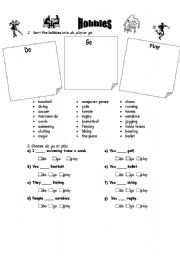 English Worksheet: Sports and Hobbies (Play, Go, or Do)