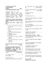 English worksheet: Vocabulary Quiz