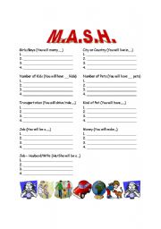 English Worksheet: M.A.S.H.