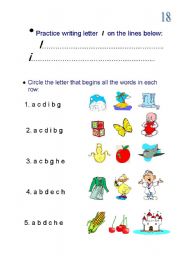 English worksheet: letter L worksheet