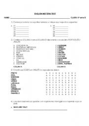 English worksheet: English Midterm Test