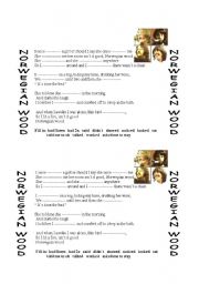 English Worksheet: Norwegian wood gapped lyrics by the Beatles