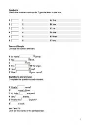 English Worksheet: numbers