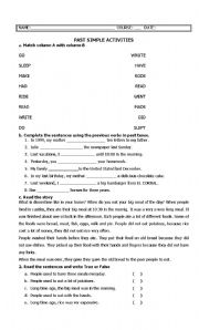 English Worksheet: elementary test about past simple