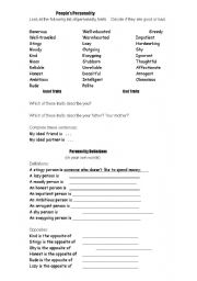 English Worksheet: personality