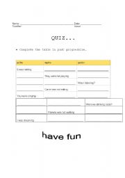 English Worksheet: Past progressive quiz