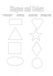 English Worksheet: Shapes and Colors