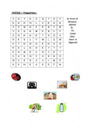 English worksheet: word search puzzle/ prepositions