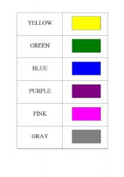 English Worksheet: memory game - colours