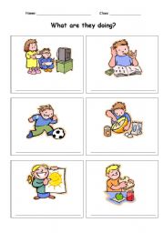 English Worksheet: What are they doing?
