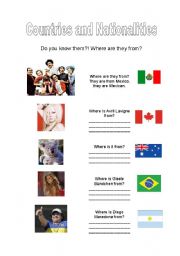 English Worksheet: Countries and Nationalities - famous people and things