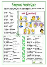 English Worksheet: Simpsons Family Quiz