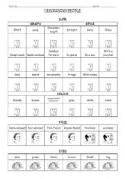 English Worksheet: DESCRIBING PEOPLE