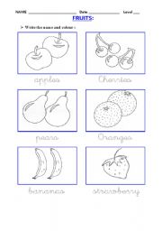 English Worksheet: Fruits I